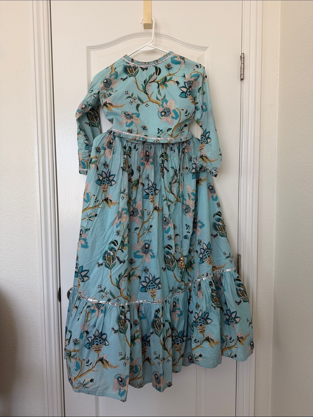 Blue Floral Girls' Two-Piece Lehngha Set